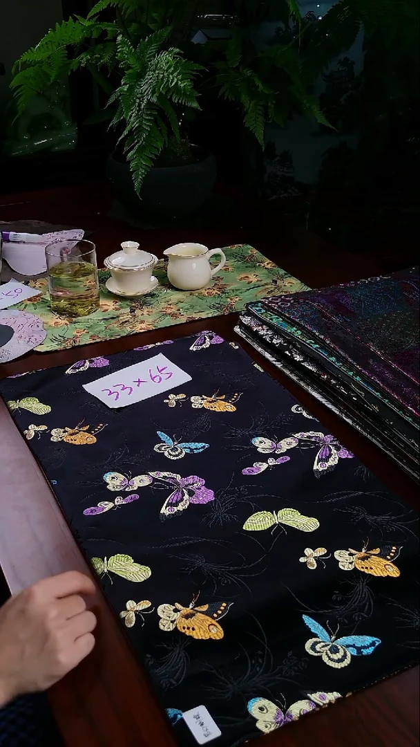 【梦幻蝴蝶双面】中国风干泡织锦茶席33*65