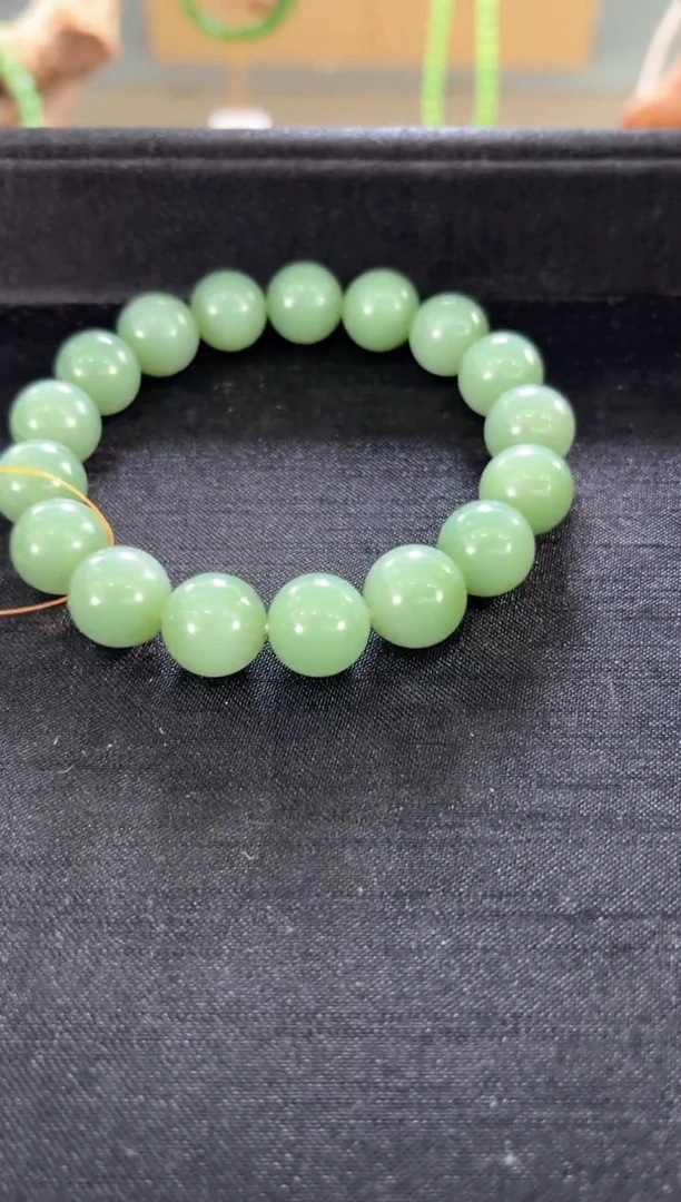 未镶嵌手串和田玉卡12俄料碧玉粉青圆珠9013569
