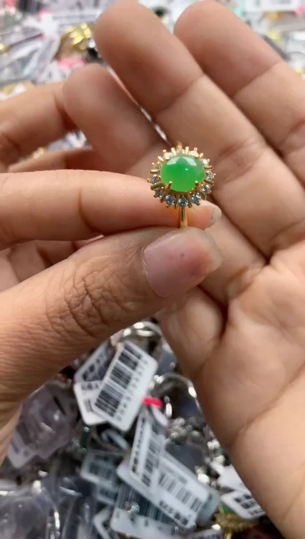 银S925镶嵌戒指翡翠11      10