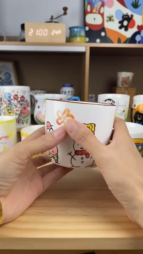 瓷片景德镇高温釉下彩陶瓷手绘卡通创意设计款