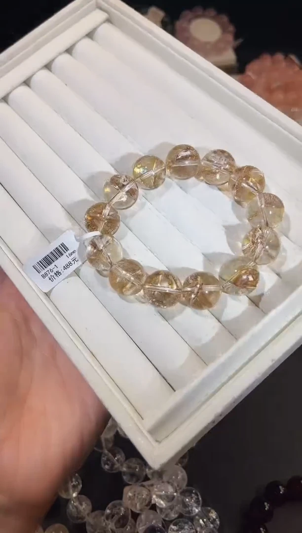 合成欧泊未镶嵌手串多样性发一金箔16mm