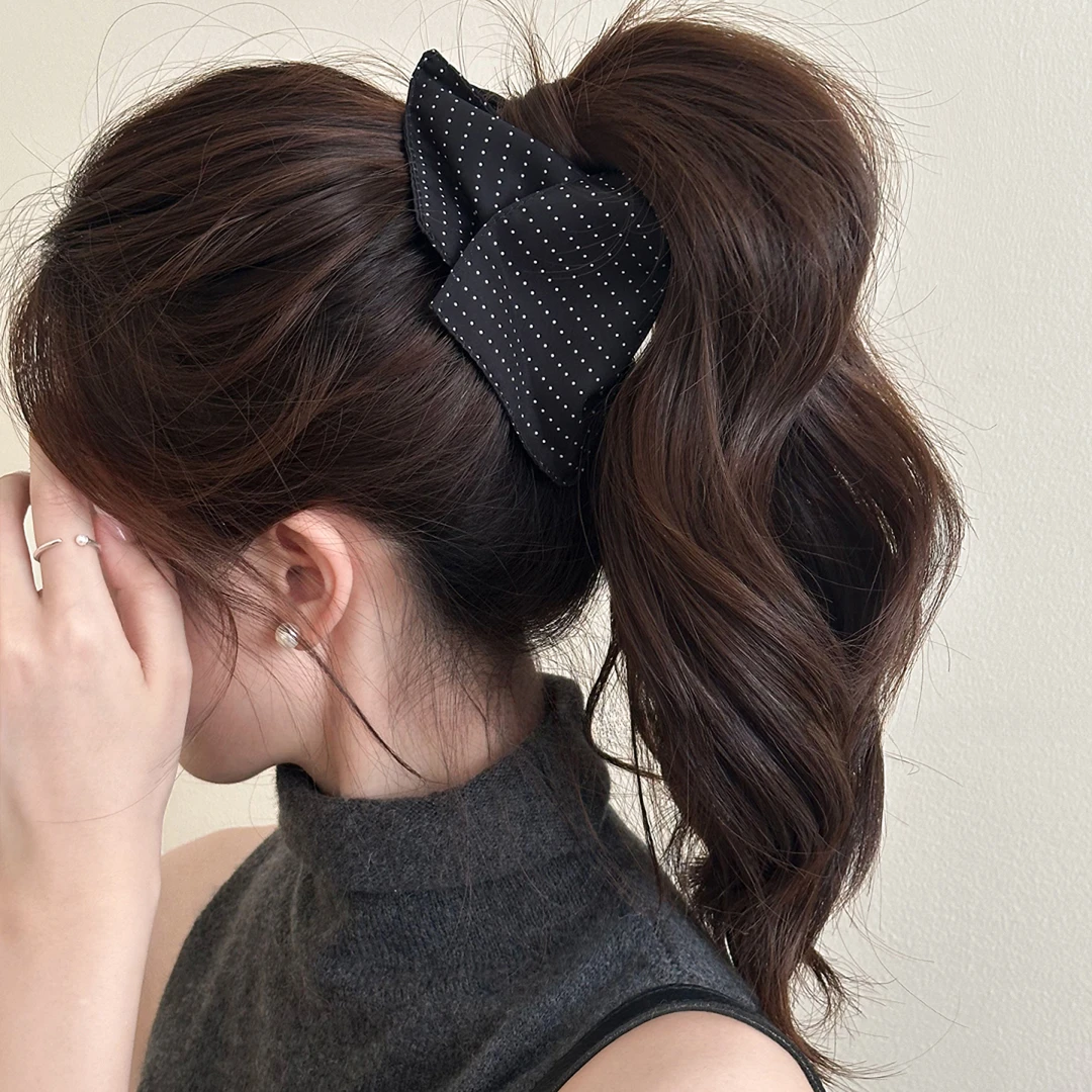 波点三角大号抓夹女2025新款高级感后脑勺发夹发量多鲨鱼夹子发饰