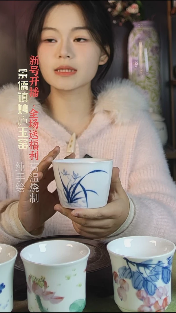 盘陶妙庐玉窑冰桶杯微瑕