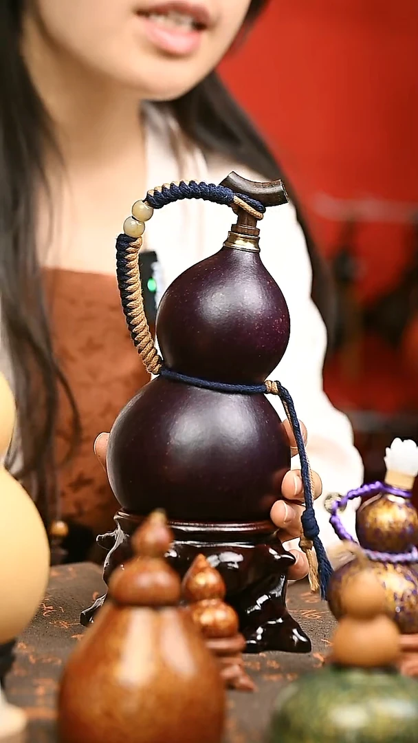 339 550ml大漆葫芦 水壶酒壶 送漏斗底座网兜背带