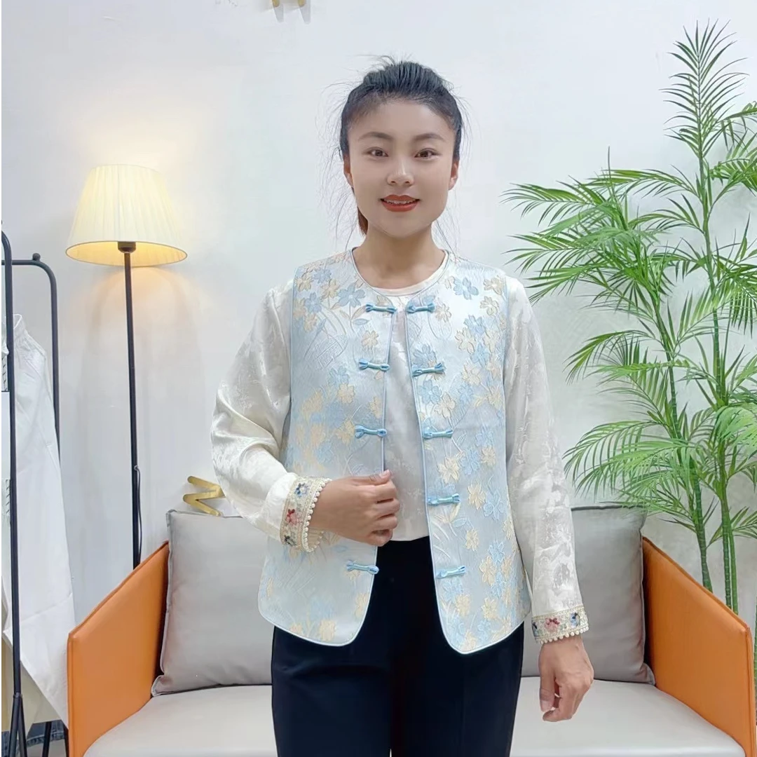 网红款时尚百搭浮雕提花国风马甲