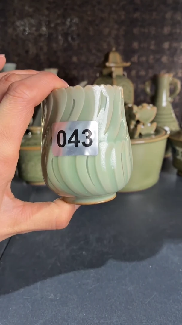 耀州窑仰山微瑕玲珑杯043