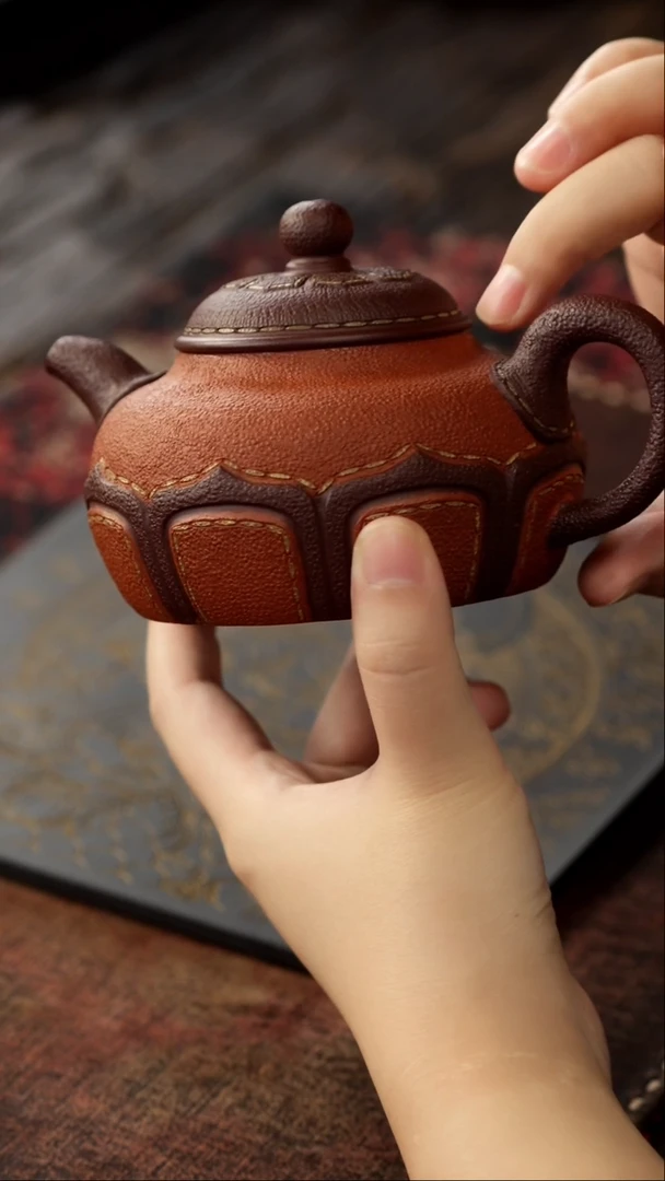 茶杯紫砂非遗茶器-皮革莲子壶
