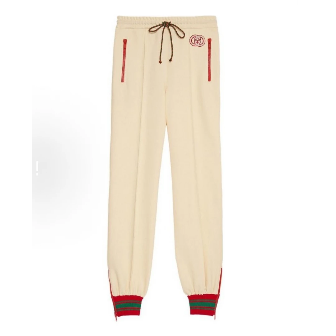 未使用 GUCCI/古驰 古驰拼色系带运动裤奶油白色