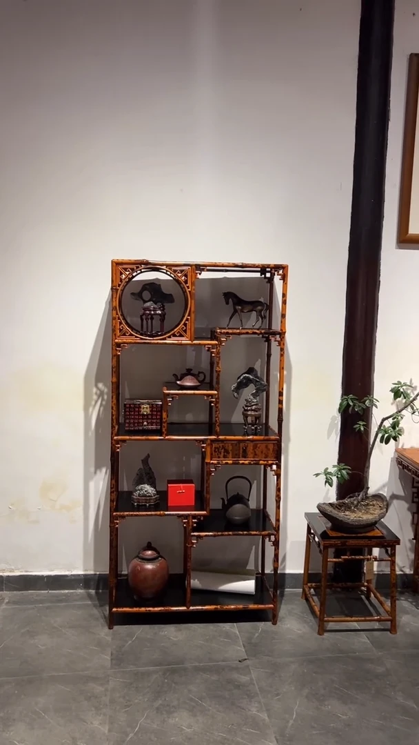 竹朱*湘妃竹博古架