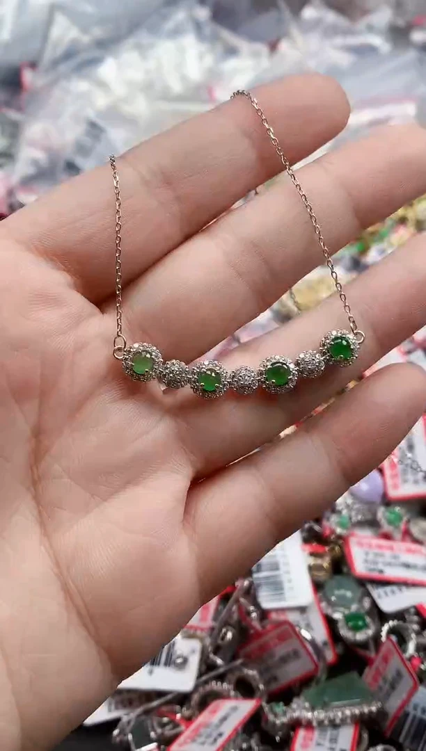 银S925镶嵌戒指翡翠天然A货缅甸翡翠