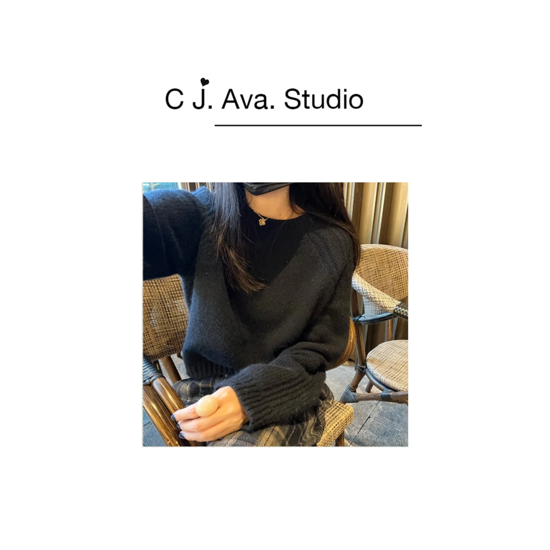 【MISS BEAR DESIGN】极简高级感毛茸茸短板毛衣.