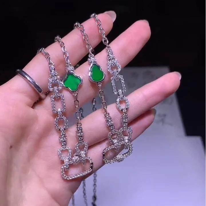 【逍遥】天然A货翡翠葫芦/四叶草项链*222/232/多样性发/1件