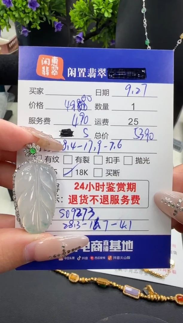 吊坠(不含链)18K金镶嵌翡翠翡翠吊坠