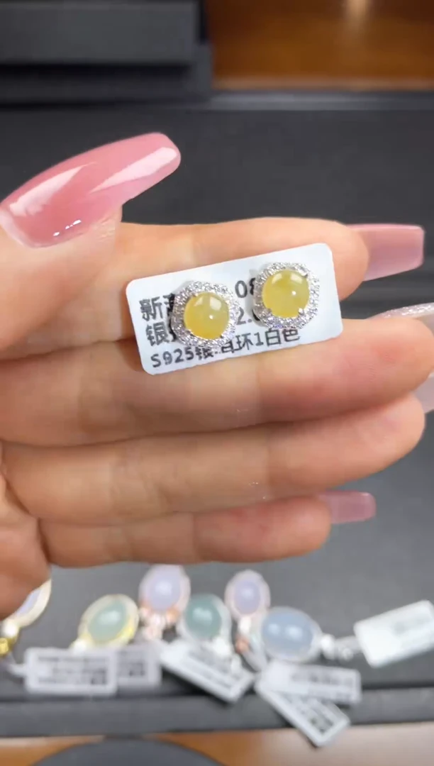 银S925镶嵌戒指翡翠天然翡翠A货