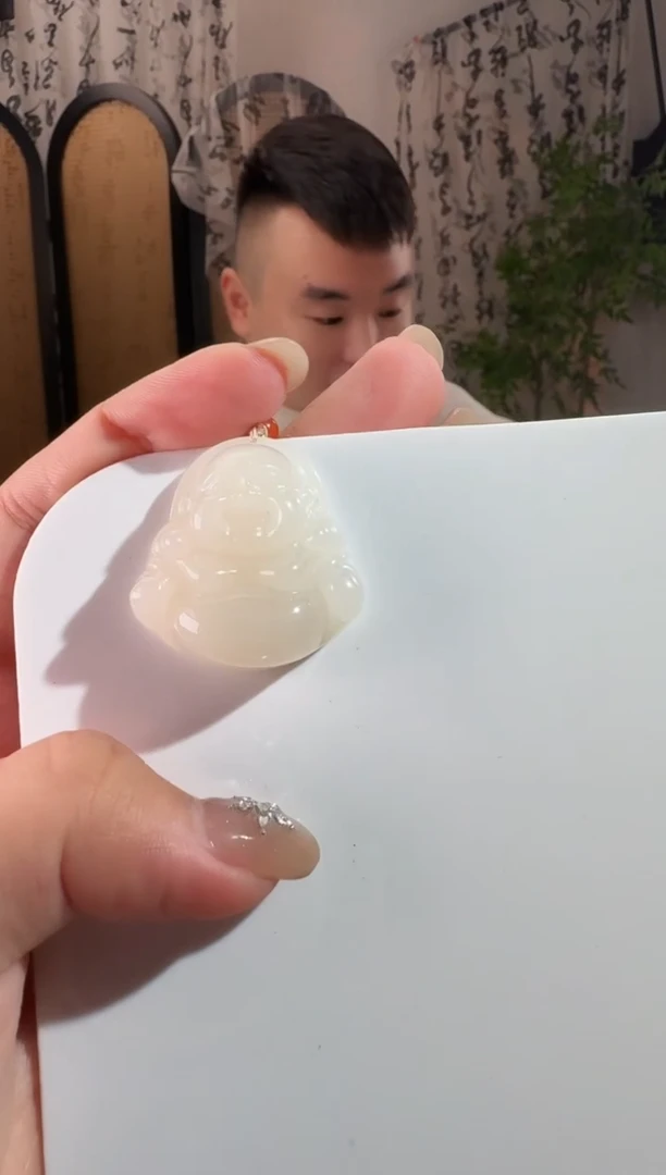 颈饰未镶嵌和田玉30藕粉佛公