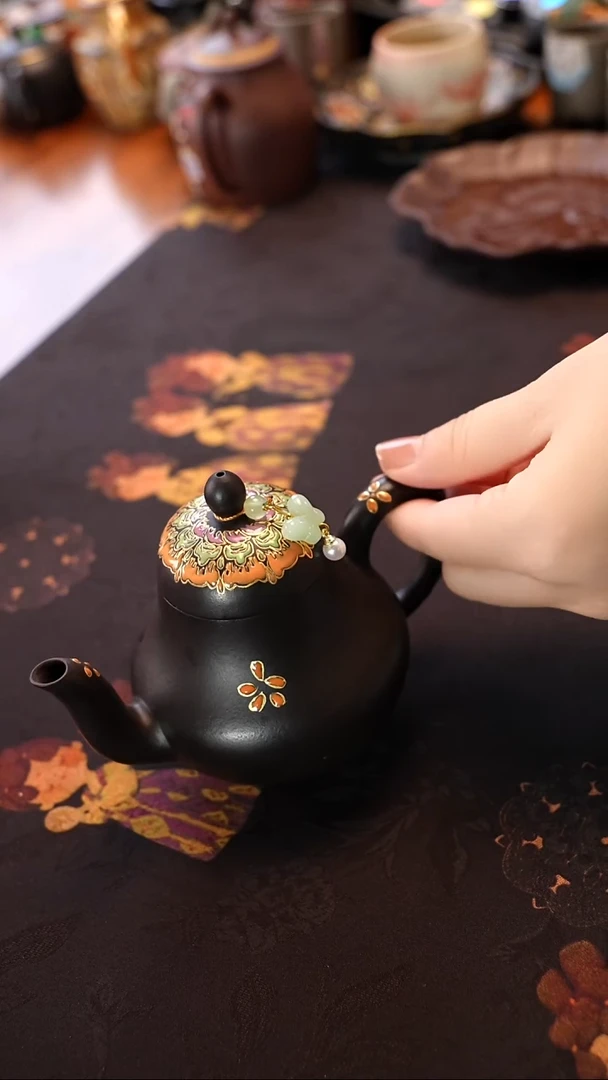 茶壶紫砂焐灰珐琅彩思婷壶