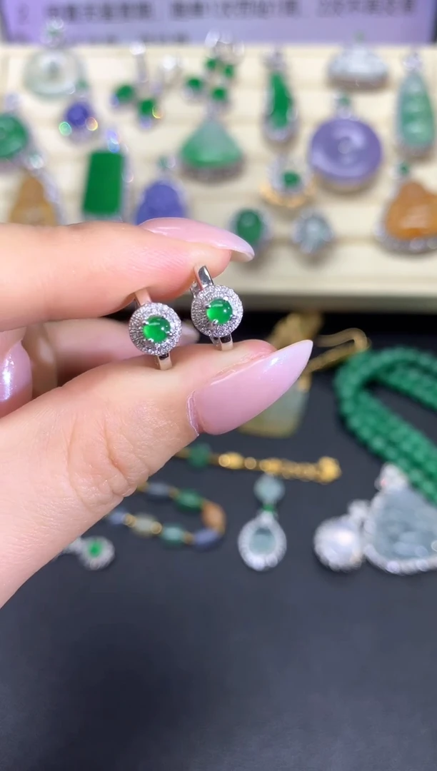 【闪购商品】翡翠耳饰18K金镶嵌耳饰|2150+215