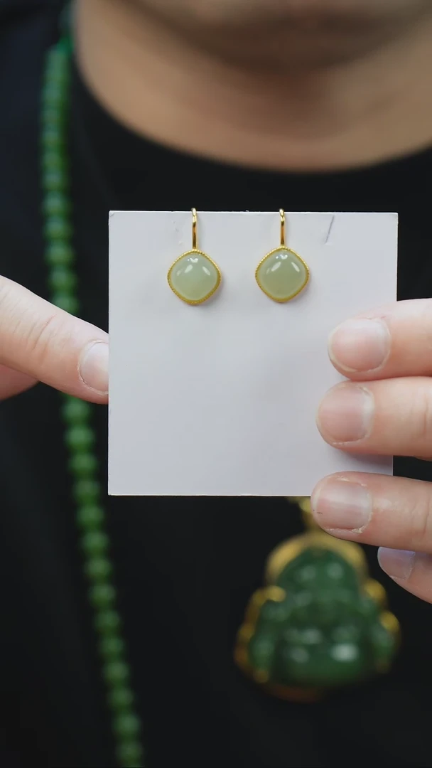 【闪购商品】和田玉耳饰银S925镶嵌1