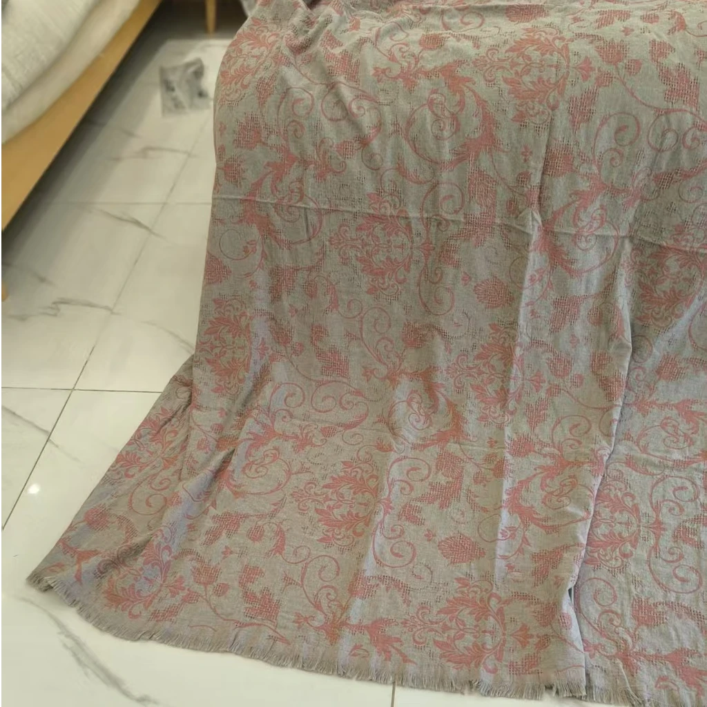 古韵华章——加厚竹麻流苏盖毯（铁锈红）