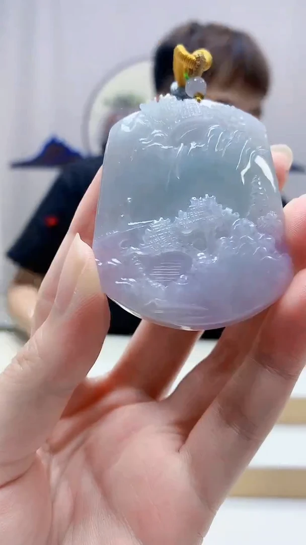 未镶嵌定制翡翠4868zm-毛货挂件21山水