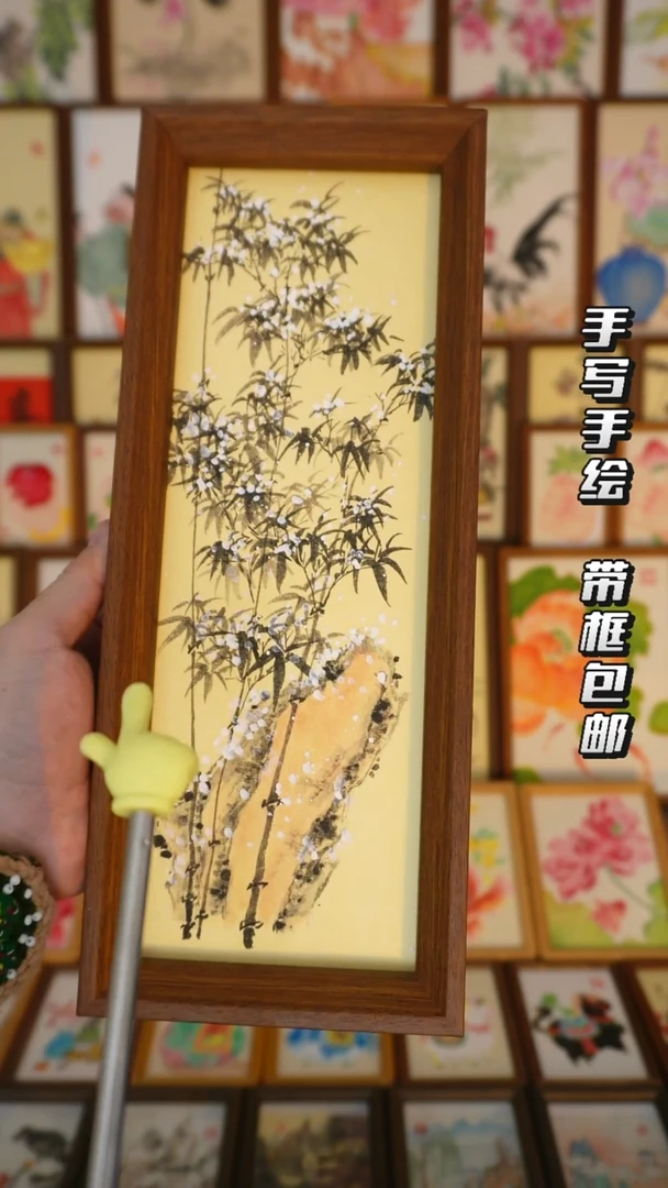 12*32深色框水墨雪竹