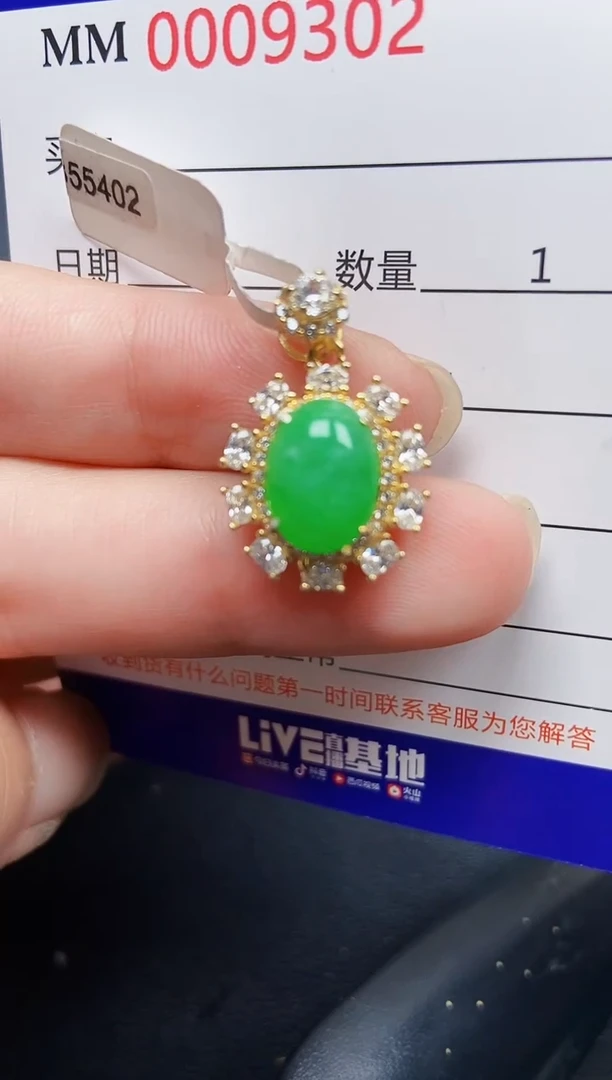 翡翠银S925镶嵌颈饰9302