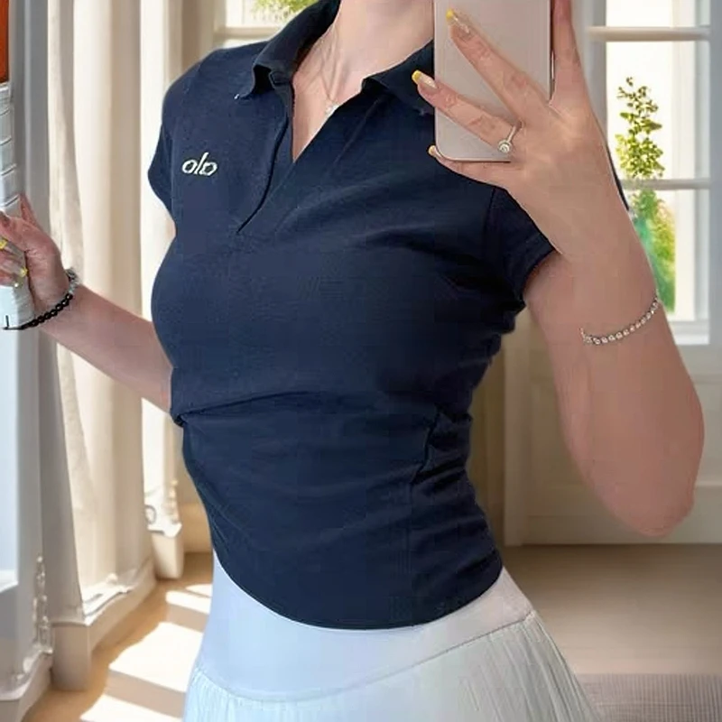 短款修身POLO领短袖t恤女夏季新款时尚洋气白色上衣ins韩版翻领