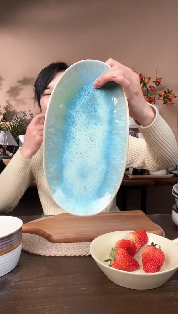 【闪购商品】瓷片11.5英寸异形窑变鱼盘微瑕