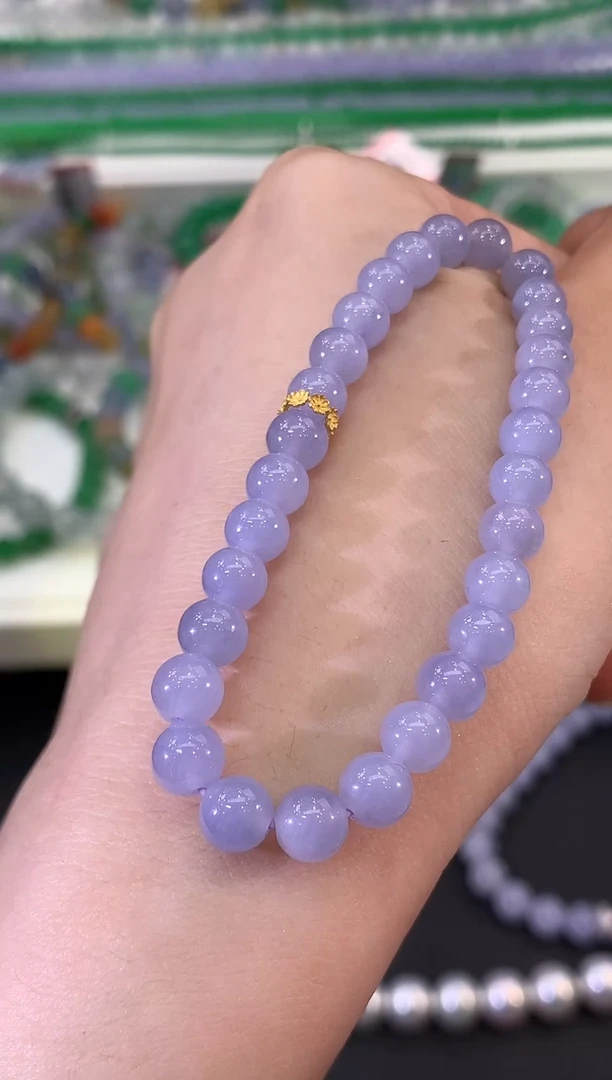 未镶嵌手串翡翠B284 紫货有色差