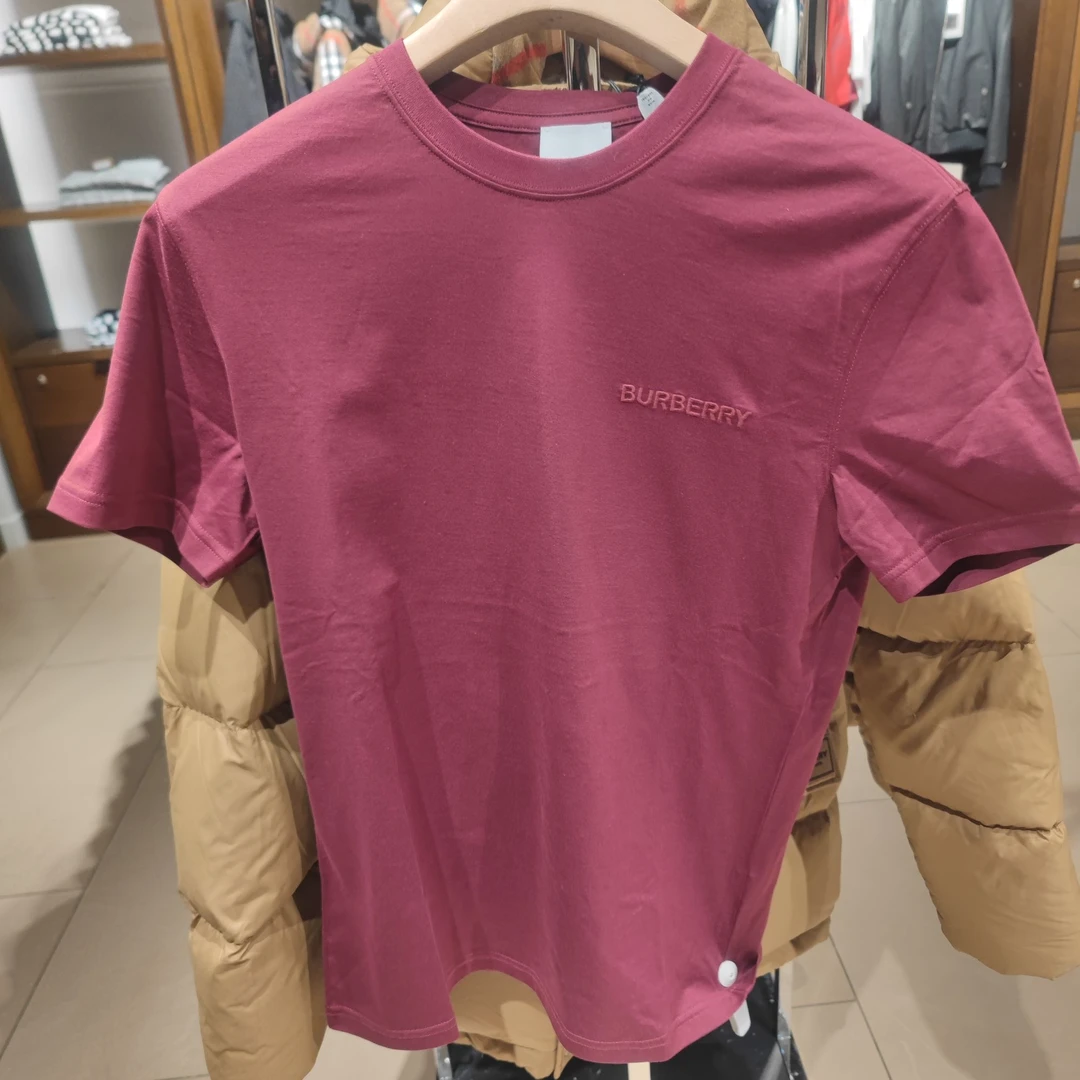 【香港直邮】Burberry博柏利 纯色圆领短袖T恤男款葡萄色80935151