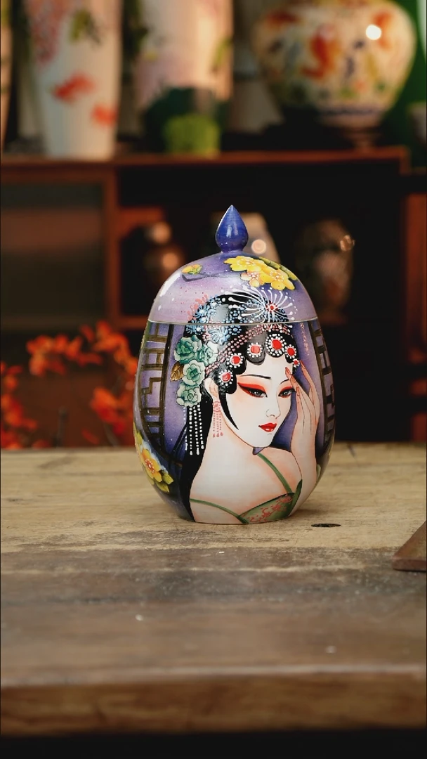 瓷片景德镇纯手工釉下彩精品花瓶