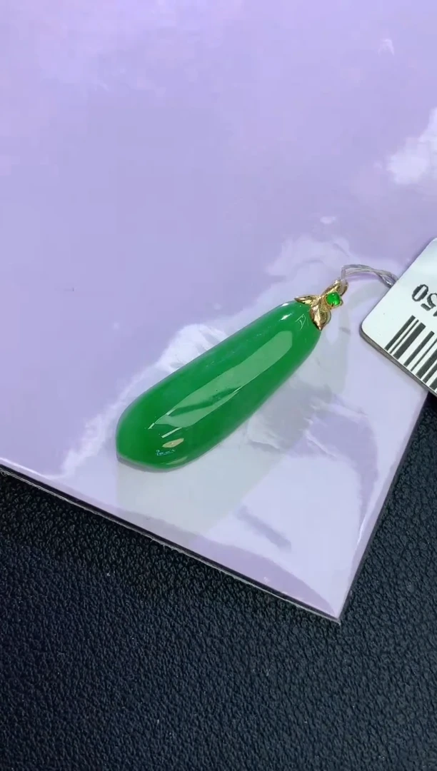 颈饰18K金镶嵌翡翠赠礼盒证书 麦麦
