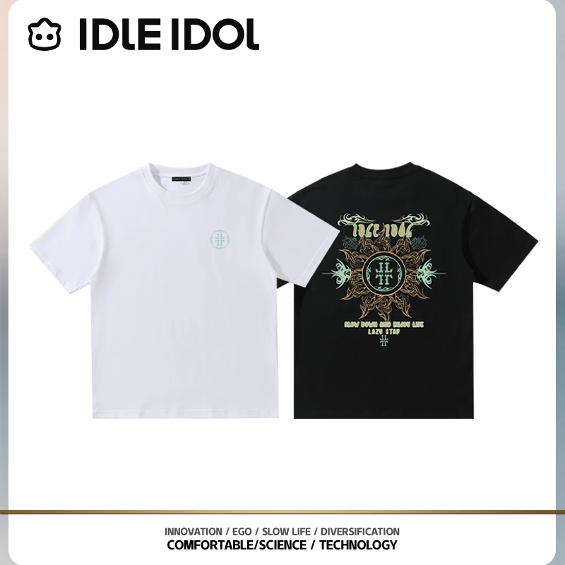 IDLE IDOL夏季新款美式简约潮流短袖时尚休闲百搭上衣男女款短袖