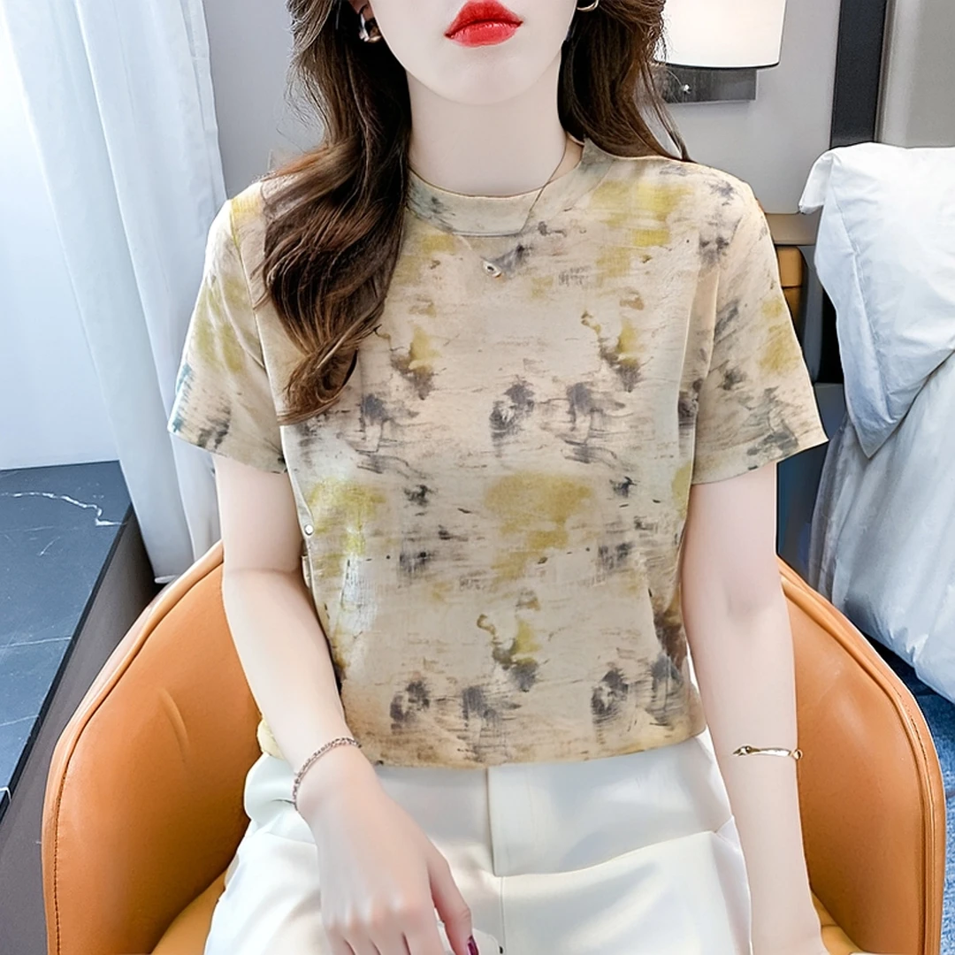 时尚小个子t恤女士短袖上衣女2025年新款夏季宽松洋气半袖体恤衫