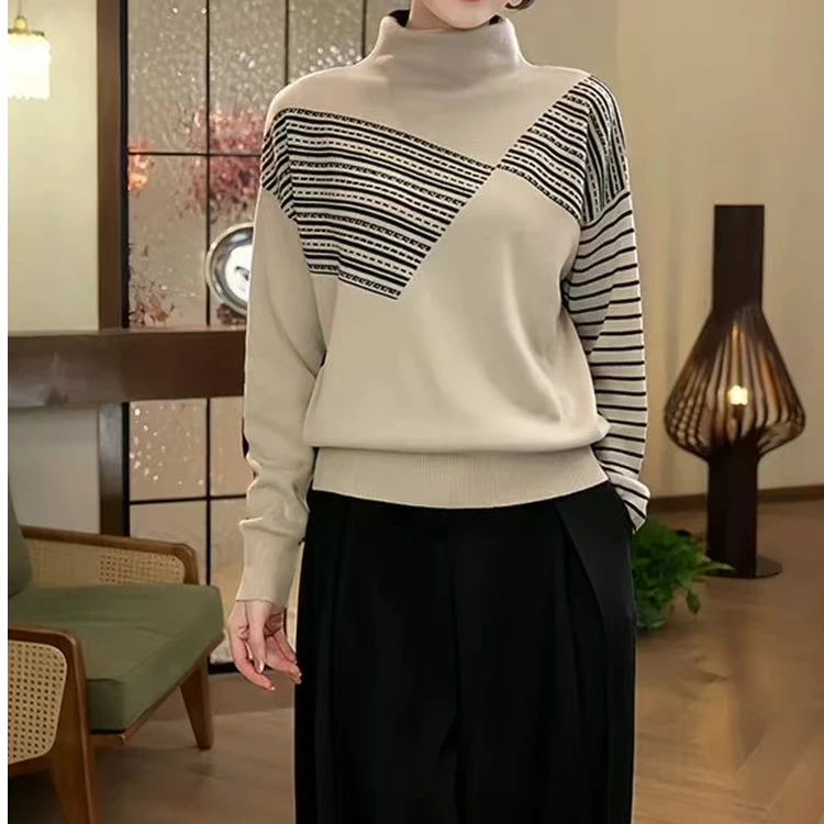 926.【米   双面穿】秋冬两面穿时尚减龄高领针织长袖针织衫毛衣