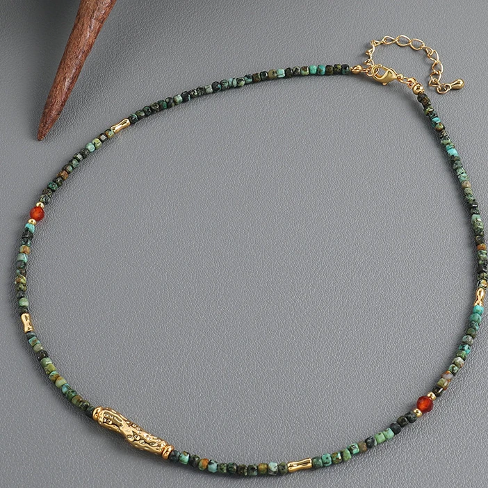 0531 复古绿手工串珠项链（39+5）