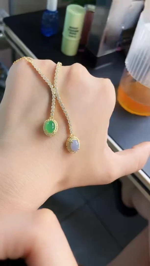 颈饰银S925镶嵌翡翠12