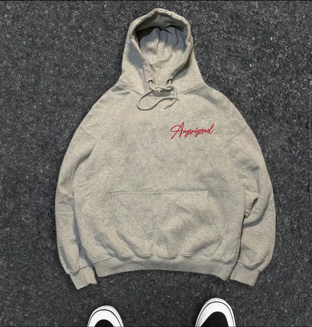 美式简约字母印花套头男士连帽卫衣秋冬季潮牌宽松休闲长袖上衣