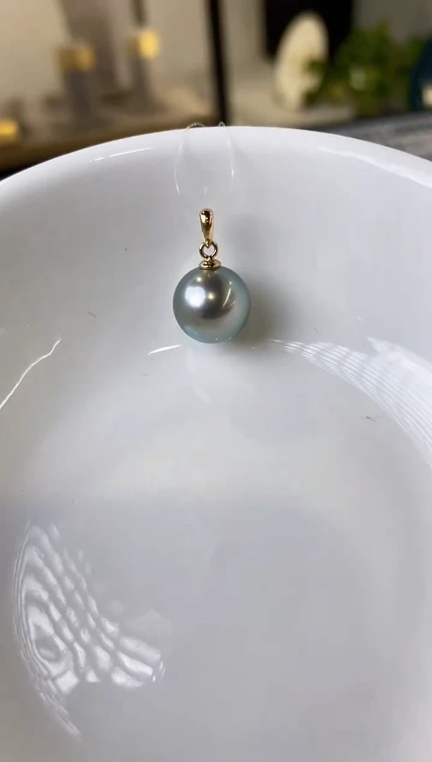 【闪购商品】海水珍珠吊坠(不含链)18K金镶嵌10-11大溪地黑珍珠吊坠