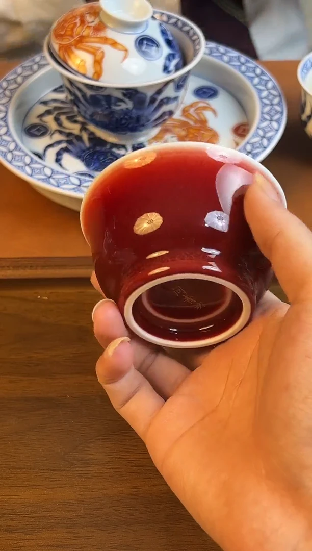 问青坊纯手工单色釉郎红柴窑杯