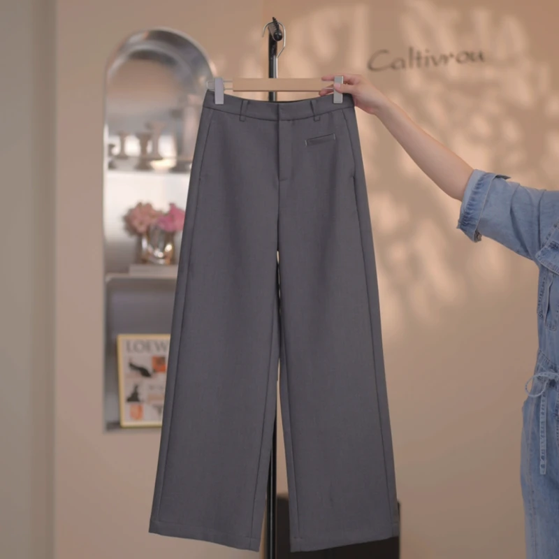 【越越】时髦简约西装直筒休闲裤-K18461
