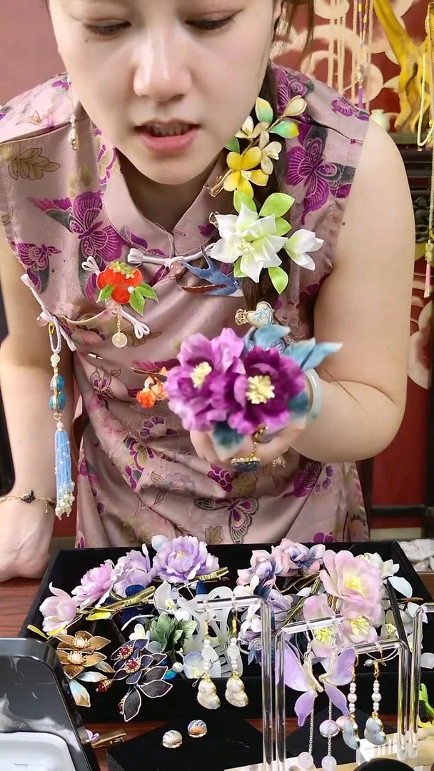 刺绣宋锦绒花002