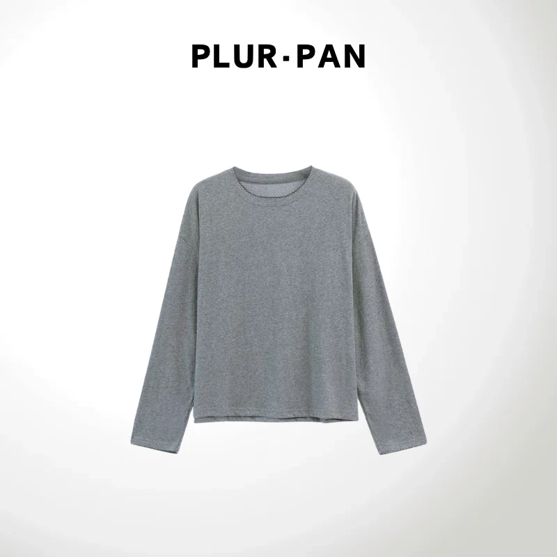 PLUR·PAN百搭简约纯色长袖T恤
