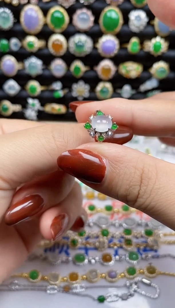 银S925镶嵌戒指翡翠4123