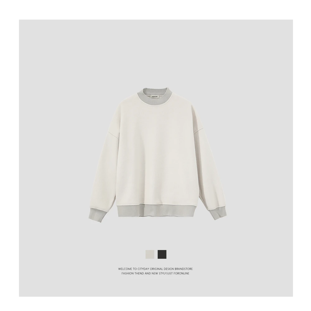 CityDay【潮灰私订】轻奢系列 拼接领设计师假两件长袖小卫衣 801