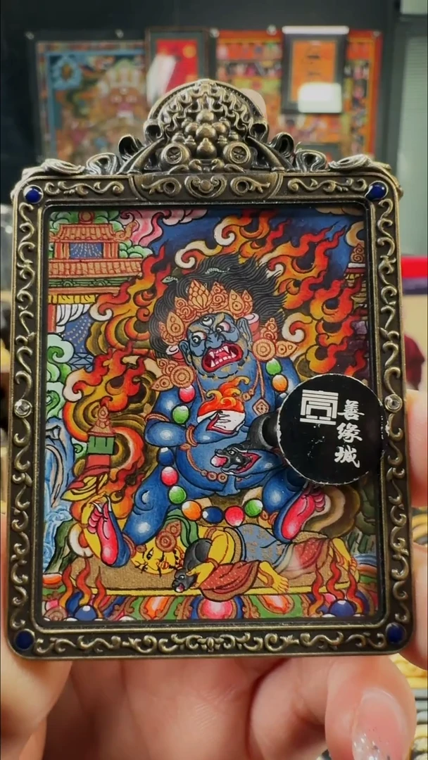 吊坠壹善缘城手绘唐卡黑C