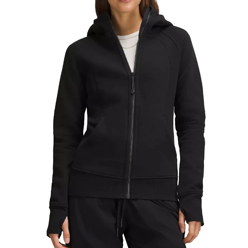 lululemon  scuba修身黑色休闲全拉链长袖连帽短外套LW4CGVSBLK