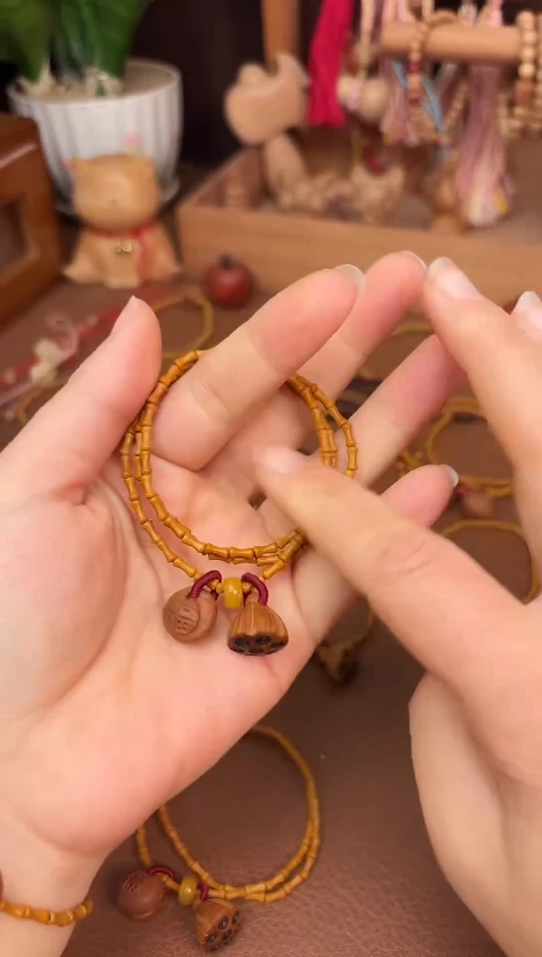 手串桃核三圈好运莲莲竹节跑环