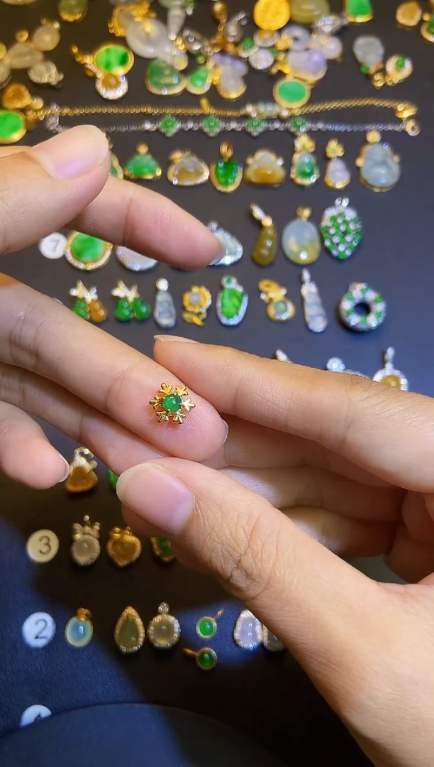 吊坠(不含链)银S925镶嵌翡翠1