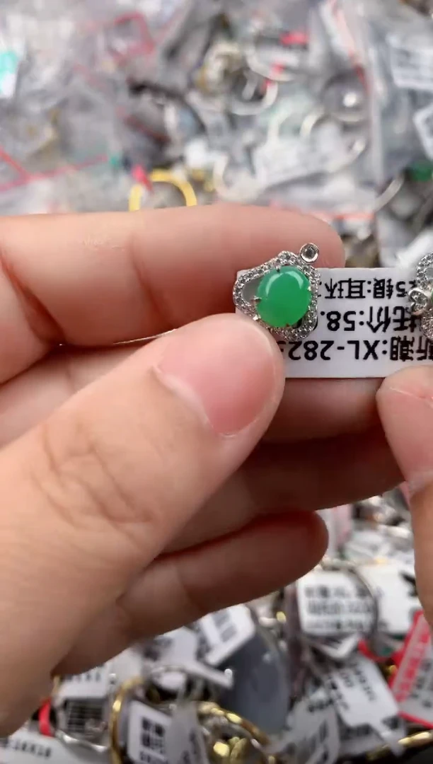 银S925镶嵌戒指翡翠222    8